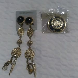 Dangle earrings/ brooch